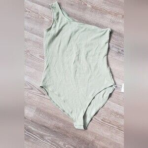 Mangopop collection sage green one shoulder bodysuit size XL NWT